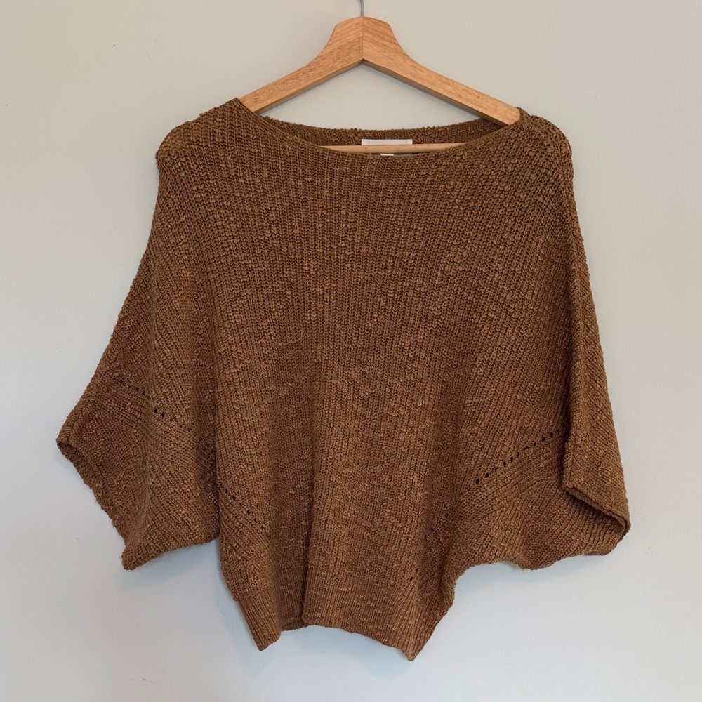 Brown Women's Knit Poncho Sweater
